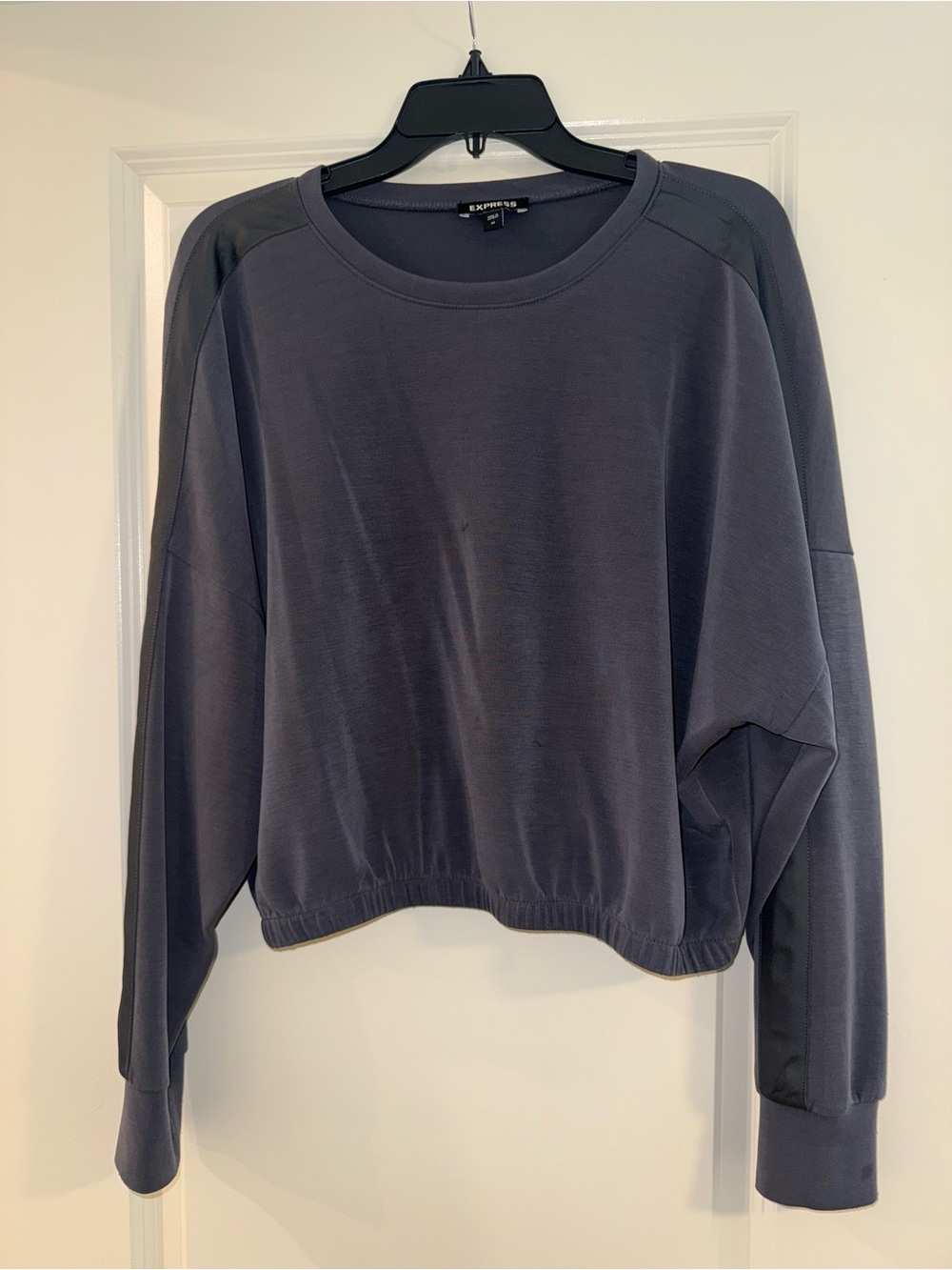 Express Charcoal Cropped Crew Sweatshirt
